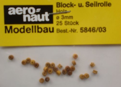 Block- und Seilrollen, Holz, 25 Stück,  Ø  3 mm