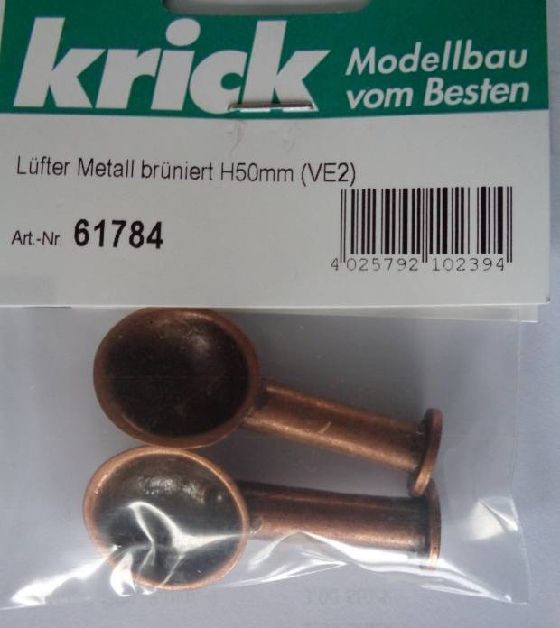 Lüfter Metall brüniert Höhe 50 mm, Ø-Öffn. 21 mm,  2 Stück