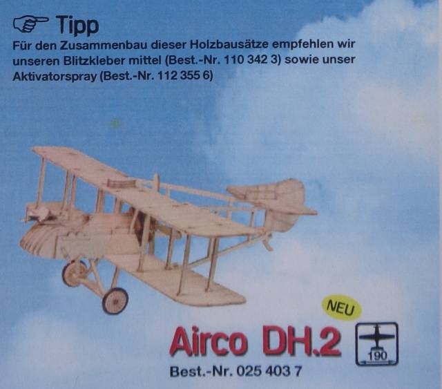 mini-Holzbausatz Airco DH.2
