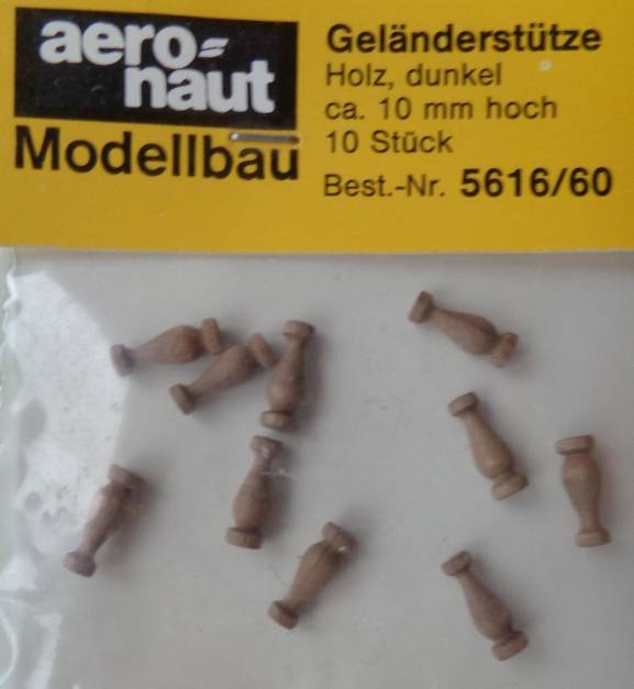 Geländerstützen (Holz) dunkel, 10 mm hoch, 10 Stück