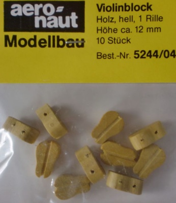 Violinblöcke, Holz, hell, mit 1 Rille, 12 mm hoch, 10 Stück