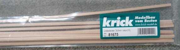 Lindenleisten 1x1mm natur, Länge 1 m, 10 Stück