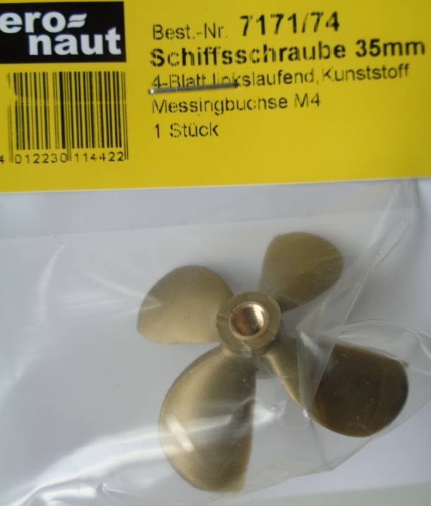 Schiffsschrauben,Kunststoff, 4-Blatt, Ø 35 mm, linksl.