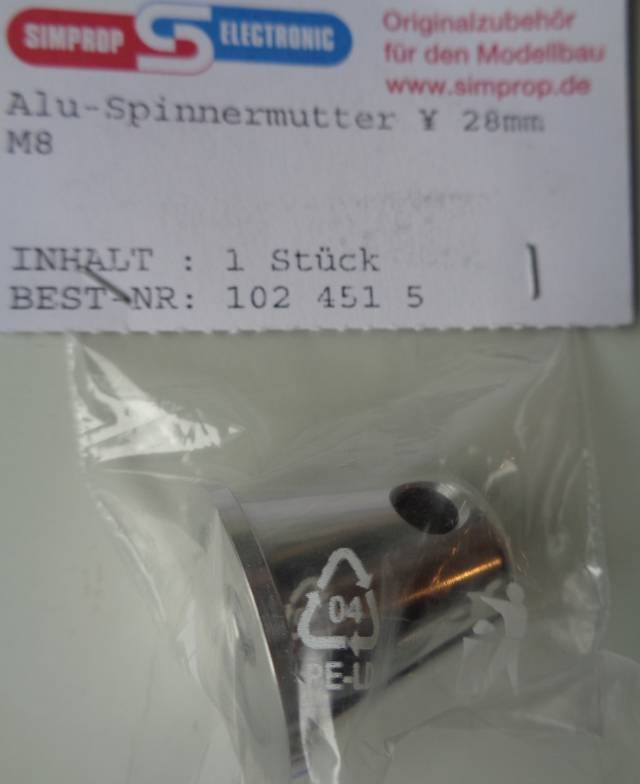 Alu-Spinnermutter Ø 28mm M 8  - 2 x vorrätig 17.7.2024 -