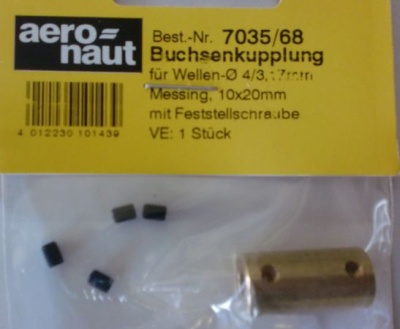 Buchsenkupplung 4/3,17 mm, Länge 20 mm, Ø 10 mm