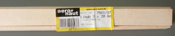 LINDE-Vierkantleisten  3 x 20 mm, 1 m lang, 10 Stück