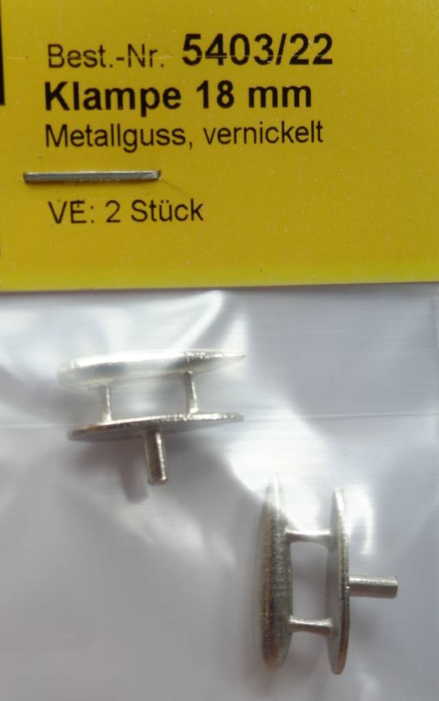 Klampen, Metallguss, vernicktelt, L/B/H 18x5,5x8 mm, 2 St.