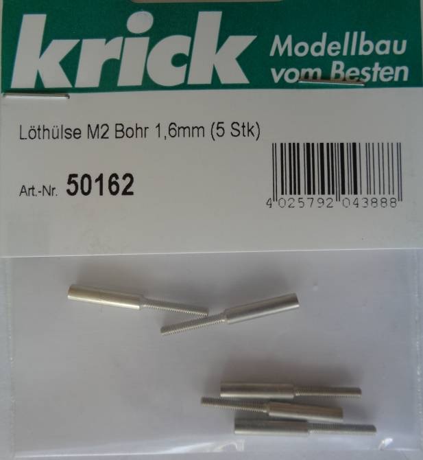 Löthülsen  M 2,  Bohrung  1,6 mm, 5 Stück