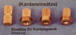 Kardan-Einsatz, messing, Wellen-Ø 3 mm  (VE 1 Stück)