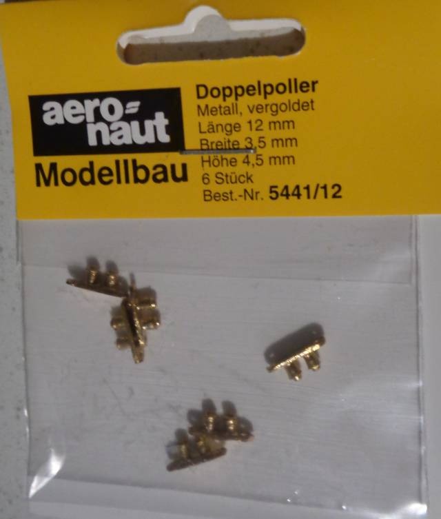 Doppelpoller, Messing, 12 mm lang, 6 Stück