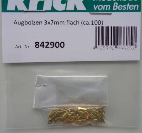 Augbolzen Ø 3 mm, Länge 7 mm, flach,  (ca.100 Stück)