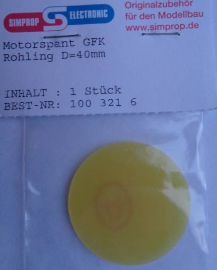 Motorspant GFK-Rohling D=40 mm