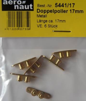 Doppelpoller, Messing, 17 mm lang, 6 Stück