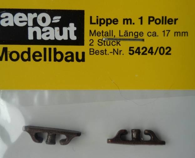 Lippe Metall, mit einem Poller,  ca. 17 mm lang, 2 Stück