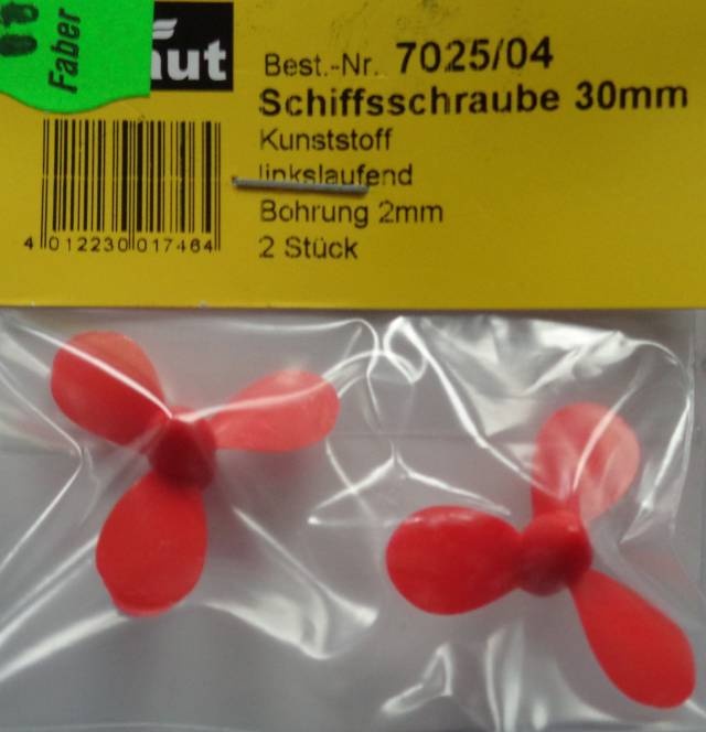 Schiffsschraube, Kunststoff Ø 30 mm, linksl., Bohrung 2 mm