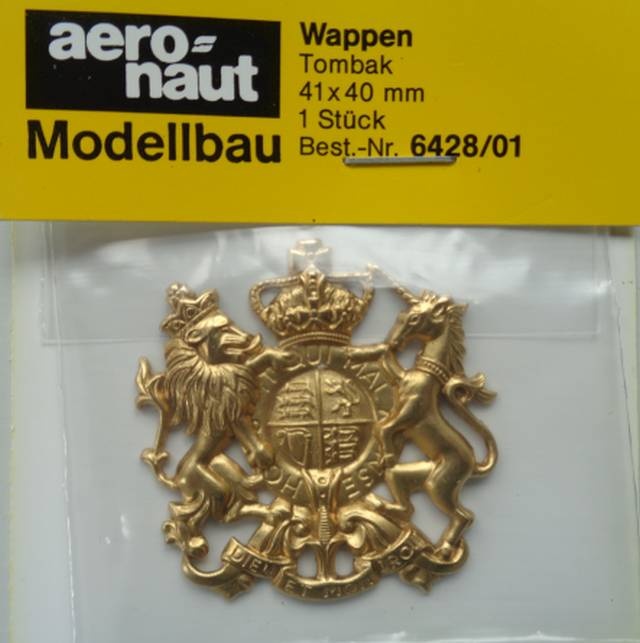 Wappen 41x40mm, 1 Stück, (Tombak)