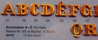 Buchstabe O. 15mm, 4 Stück