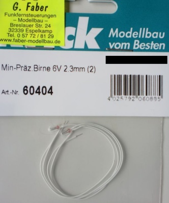 Min-Präz.Birne 6V 2,3mm (2), Kabelänge 10 cm