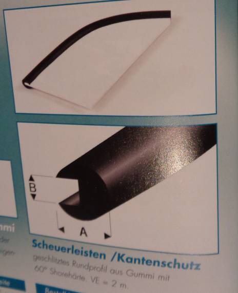 Scheuerleiste/Kantenschutz Ø 8 x 2 mm L=2 m Gummiprofil - Faber Modellbau