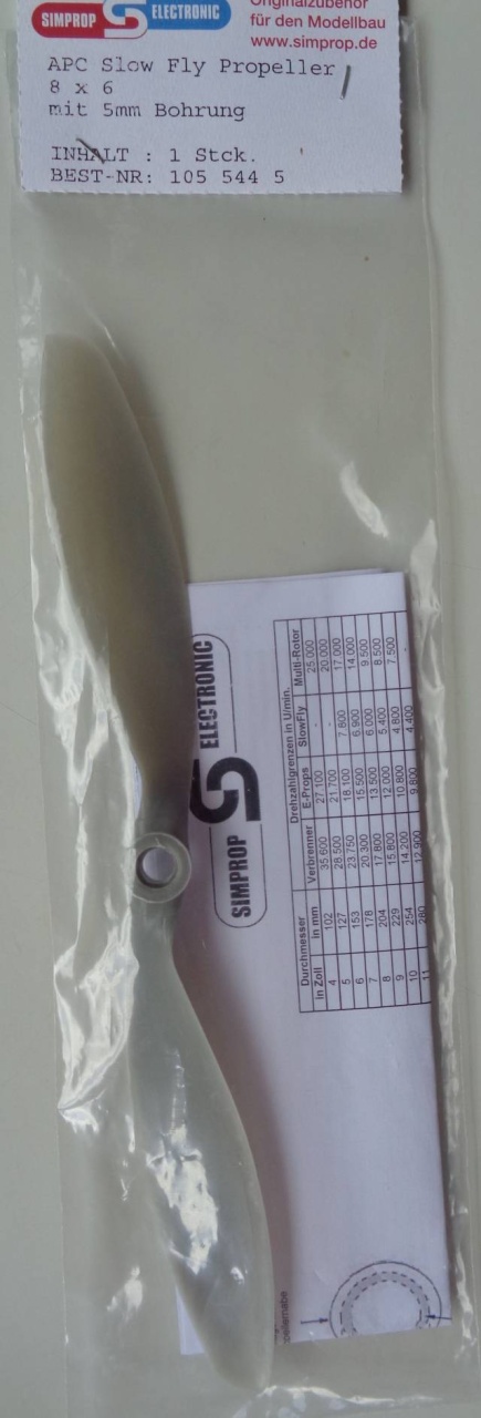 APC SLOW FLY PROP 8X6  mit 5mm Bohrung - vorrätig 1.8.23 -