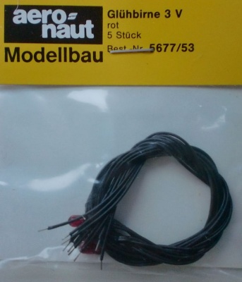 Glühbirnen 3 V, rot, (5 Stck.)