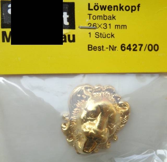Löwenkopf  26 x 31 mm, 1 Stück, (Tombak)