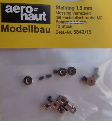 Stellring Stahl  vernickelt für Wellen-Ø 1.5mm, 10 Stück