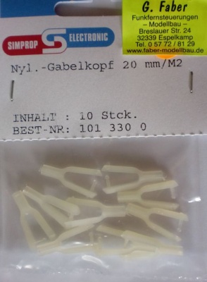 Nylon-Gabelköpfe, M 2,  10 Stück