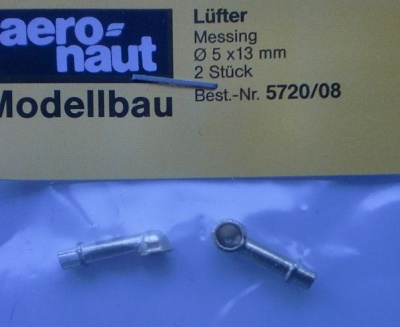 Lüfter (Metall vergoldet) 5 x 13 mm, 2 Stück