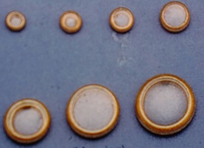 Bullaugen, messing,Ø 5 mm, Glas-Ø 3 mm, 10 Stück