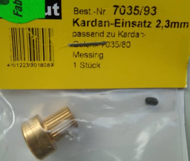 Kardan-Einsatz, messing, Wellen-Ø 2,3 mm  (VE 1 Stück)