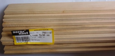 LINDE-Vierkantleisten  5 x 30 mm, 1 m lang, 10 Stück
