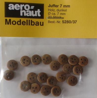 Juffern, Holz, dunkel,  7 mm, 20 Stück