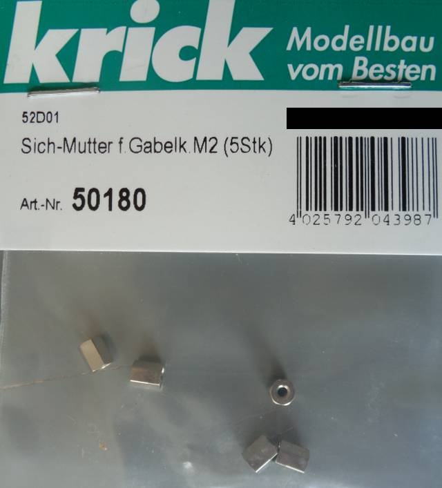 Sicherungsmuttern für Gabelköpfe M 2  ( 5 Stück )