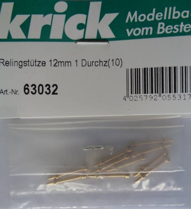 Relingstütze 12mm 1 Durchz(10 Stück)