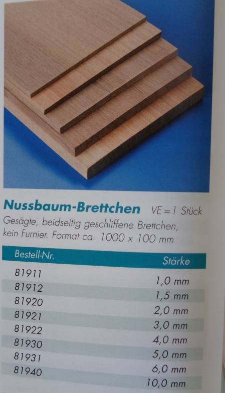 Nußbaumbrettchen 1000x100x1 mm