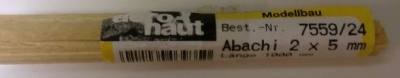 ABACHI-Vierkantleisten   2 x 5 mm, 1m lang, 10 Stück