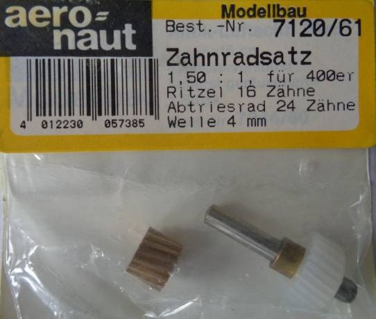 Zahnradsatz M 1,66:1 , für 400er Ritzel 15 Zähne,