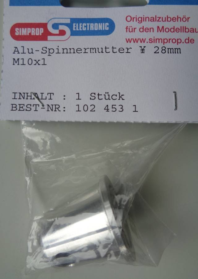 Alu-Spinnermutter Ø 28mm,  M 10x1