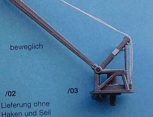 Kran Plastik, Höhe 116mm, grau, 1:200,ohne Haken,Seil,Sockel