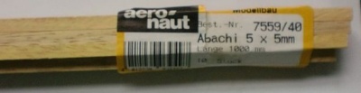 ABACHI -Vierkantleisten  5 x 5 mm, 1 m lang, 10 Stück