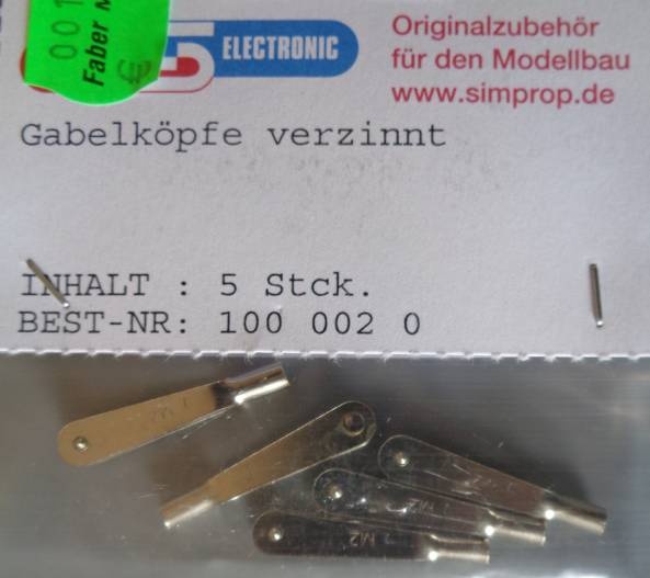 GABELKOPF VERZINNT, Gewinde: M 2 x 7 mm, 5 Stück