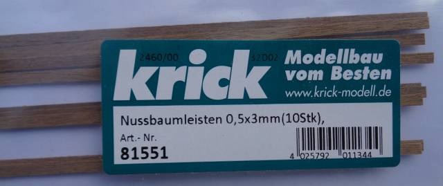 Nussbaumleisten 0,5x3mm