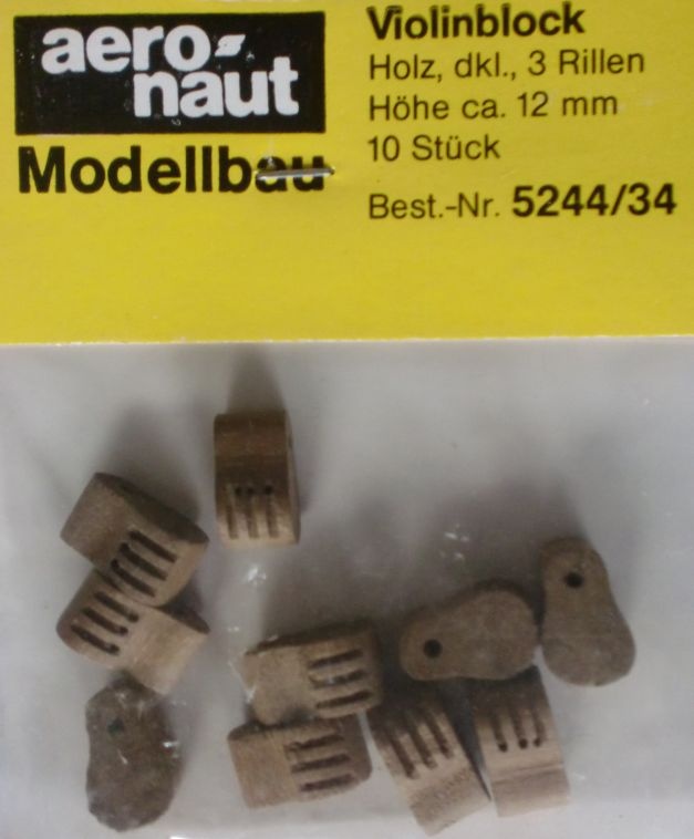 Violinblöcke, Holz, dunkel, m.3 Rillen, 12 mm hoch, 10 Stück