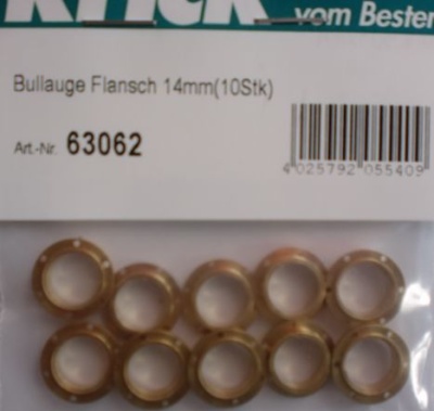 Bullaugen mit Flansch 14mm (10Stück)