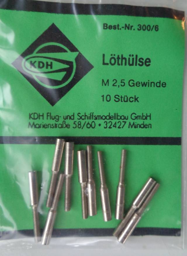 Löthülse mit Gewinde M 2,5,   - 4 x vorrätig /1.8.23 -
