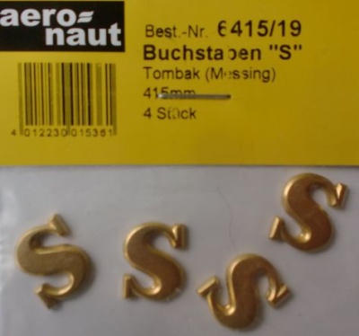 Buchstabe S. 15mm, 4 Stück