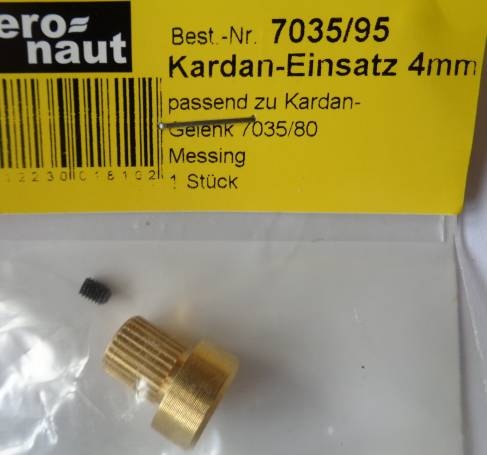 Kardan-Einsatz, messing, Wellen-Ø 4 mm  (VE 1 Stück)