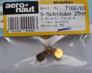 Schiffsschr, messing, 3-Blatt,Blattf.A, Ø 25 mm,/M2 linksl.