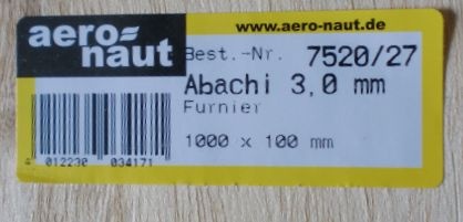 ABACHI-Furnier, 1000x100x3.0 mm, 10 Stück